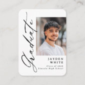 Mini Modern Brush Script Photo Graduation Invite エンクロージャーカード (正面)