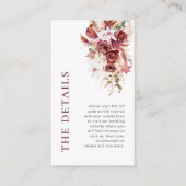 Mini Modern Burgundy Blush QR Code Wedding Details エンクロージャーカード (正面)