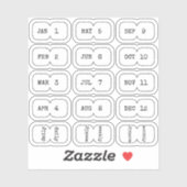 Mini Monthly Index Divider Tabs White Folded  シール (シート)