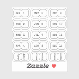 Mini Monthly Index Divider Tabs White Folded  シール