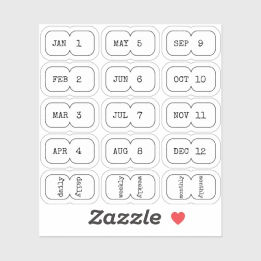 Mini Monthly Index Divider Tabs White Folded  シール (シート)