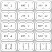 Mini Monthly Index Divider Tabs White Folded  シール (正面)