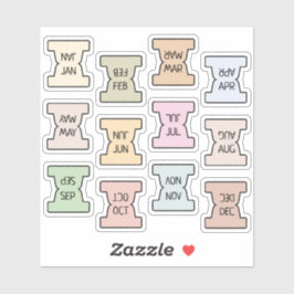 Mini Monthly Index Tab Pastel Bujo Planner Folded  シール