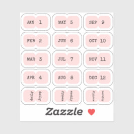 Mini Monthly Index Tabs Page Divider Pink Folded シール