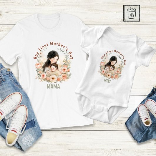 MINI Our First Mothers Day Matching パーソナライズされた ベビーボディスーツ