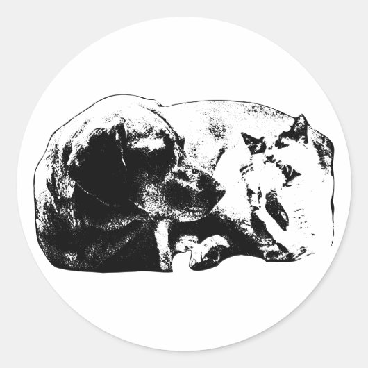 Mini Pals—犬と猫の仲良し ラウンドシール (正面)