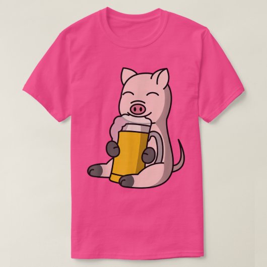 Mini Pig Drinking Beer Pet  Tシャツ (デザイン正面)