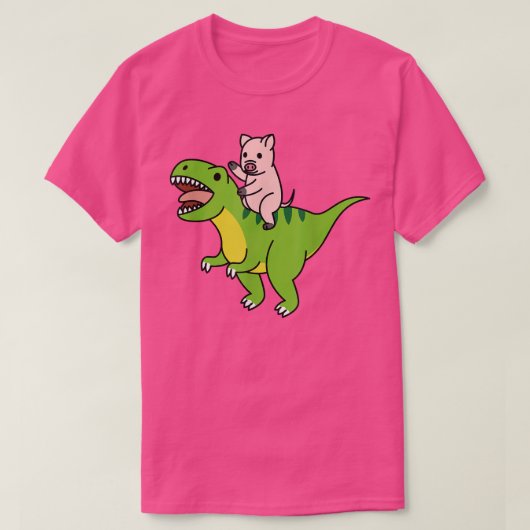 Mini Pig Riding T-Rex Dinosaur Pet  Tシャツ (デザイン正面)