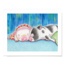 Mini Pigs Piglets Kids Art Poster Print