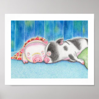 Mini Pigs Piglets Kids Art Poster Print ポスター