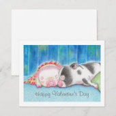 Mini Pigs Piglets Valentine's Day Flat Card (正面/裏面)