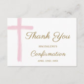 Mini Pink Cross Confirmation Thank You エンクロージャーカード (正面)