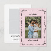 Mini pink whimsical bow multi photo 出欠カード (正面/裏面)