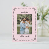 Mini pink whimsical bow photo 出欠カード (スタンド正面)