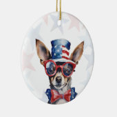 Mini Pinscher Dog, 4th of july Personalized セラミックオーナメント (右)