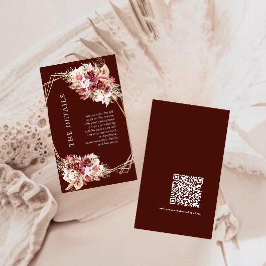 Mini QR Code Terracotta Boho Wedding Details  エンクロージャーカード