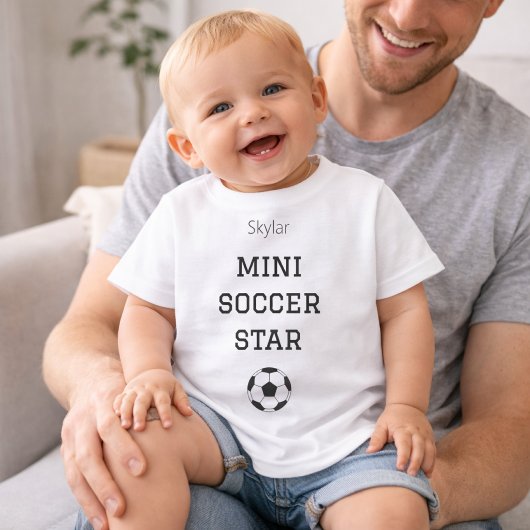 Mini Soccer Star Custom Baby Name Outfit ベビーTシャツ