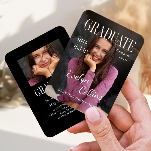 Mini Timeless Magazine Cover Photo Grad invitation エンクロージャーカード