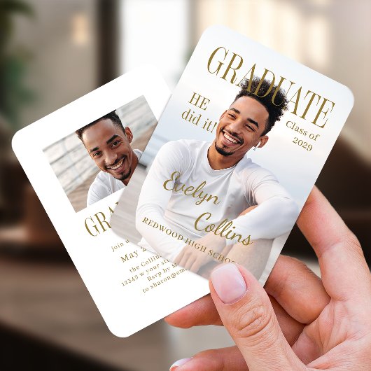 Mini Timeless Magazine Cover Photo Grad invitation エンクロージャーカード