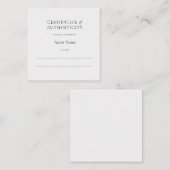 Mini White Certificate of Authenticity for Art  ノートカード (正面/裏面)