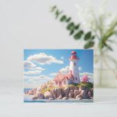 Miniatur farbenfroher Leuchtturm ポストカード (スタンド正面)