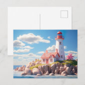 Miniatur farbenfroher Leuchtturm ポストカード (正面/裏面)