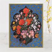 Miniatura del arte persa con escudo de flores y av カード (黄色い花)