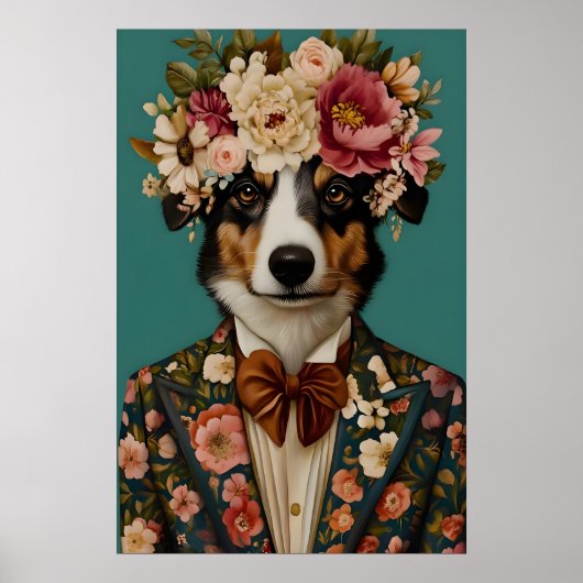 Miniature American Shepherd In Suit Poster ポスター (正面)