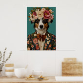 Miniature American Shepherd In Suit Poster ポスター (キッチン)