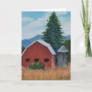 Miniature Barn Set – Red Barn Greeting Card カード