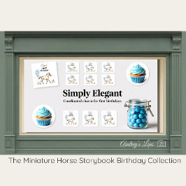 Miniature Horse Storybook 1st Birthday Stickers スクエアシール