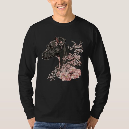 Miniature Pinscher Cherry Blossom Dog Breed Japane Tシャツ (正面)