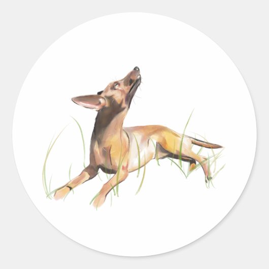 Miniature Pinscher Sticker Label ラウンドシール (正面)