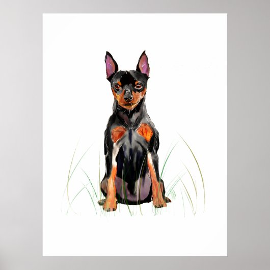Miniature Pinscher Wall Art Poster, Min Pin Print ポスター (正面)