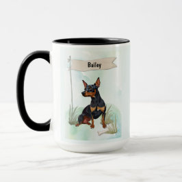 Miniature Pinscher Watercolor Personalized Dog マグカップ