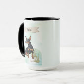 Miniature Pinscher Watercolor Personalized Dog マグカップ (正面左)