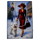 Miniature Poodle Holiday  ミディアムペーパーバッグ (裏面)