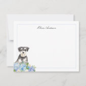 Miniature Schnauzer Blue Hydrangea Personalized ノートカード (正面)