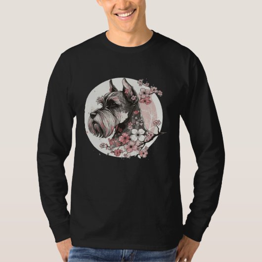 Miniature Schnauzer Cherry Blossom Dog Breed Japan Tシャツ (正面)