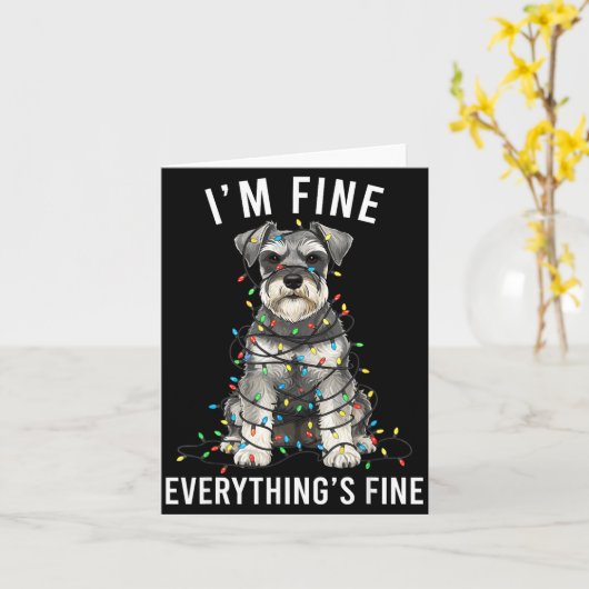 Miniature Schnauzer Christmas I'm Fine Everything  カード (黄色い花)