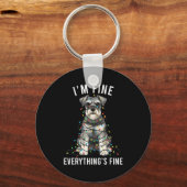 Miniature Schnauzer Christmas I'm Fine Everything  キーホルダー (正面)