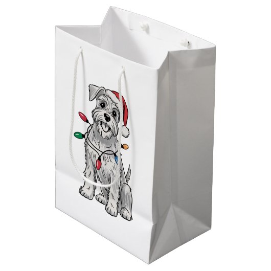 Miniature Schnauzer Christmas Xmas Dog Lover Gift  ミディアムペーパーバッグ (正面アングル)