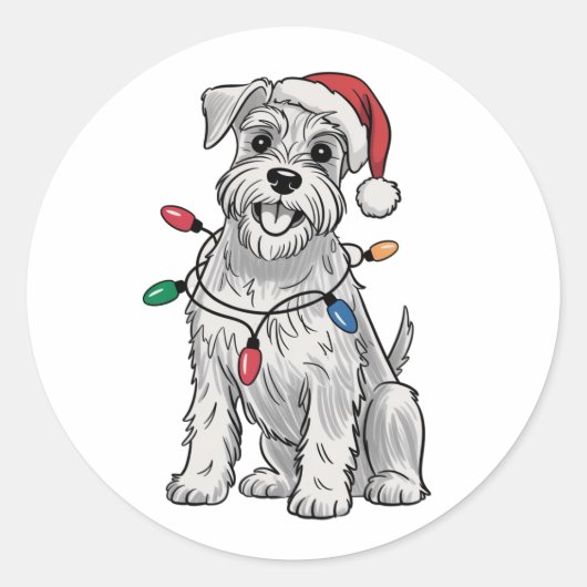 Miniature Schnauzer Christmas Xmas Dog Lover Gift  ラウンドシール (正面)