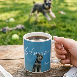 Miniature Schnauzer Custom Name Retro Blue Sky コーヒーマグカップ