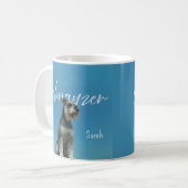 Miniature Schnauzer Custom Name Retro Blue Sky コーヒーマグカップ (正面左)