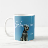 Miniature Schnauzer Custom Name Retro Blue Sky コーヒーマグカップ (左)