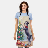 Miniature Schnauzer Decorating Christmas Tree Dog  エプロン (着用した状態)