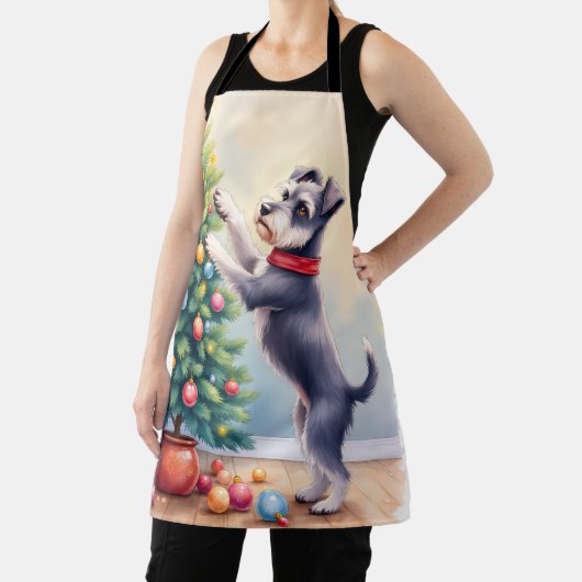 Miniature Schnauzer Decorating Christmas Tree Dog  エプロン (インサイチュ)