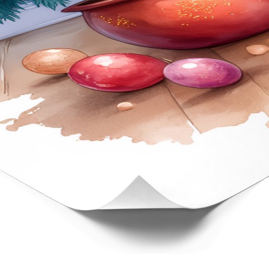 Miniature Schnauzer Decorating Christmas Tree Dog  ポスター (コーナー)