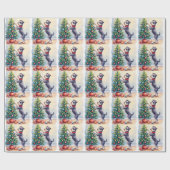 Miniature Schnauzer Decorating Christmas Tree Dog ラッピングペーパー (フラット)